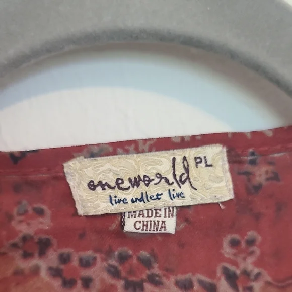 ONE WORLD Orange and Tan Patterned Kimono - Picture 3 of 7